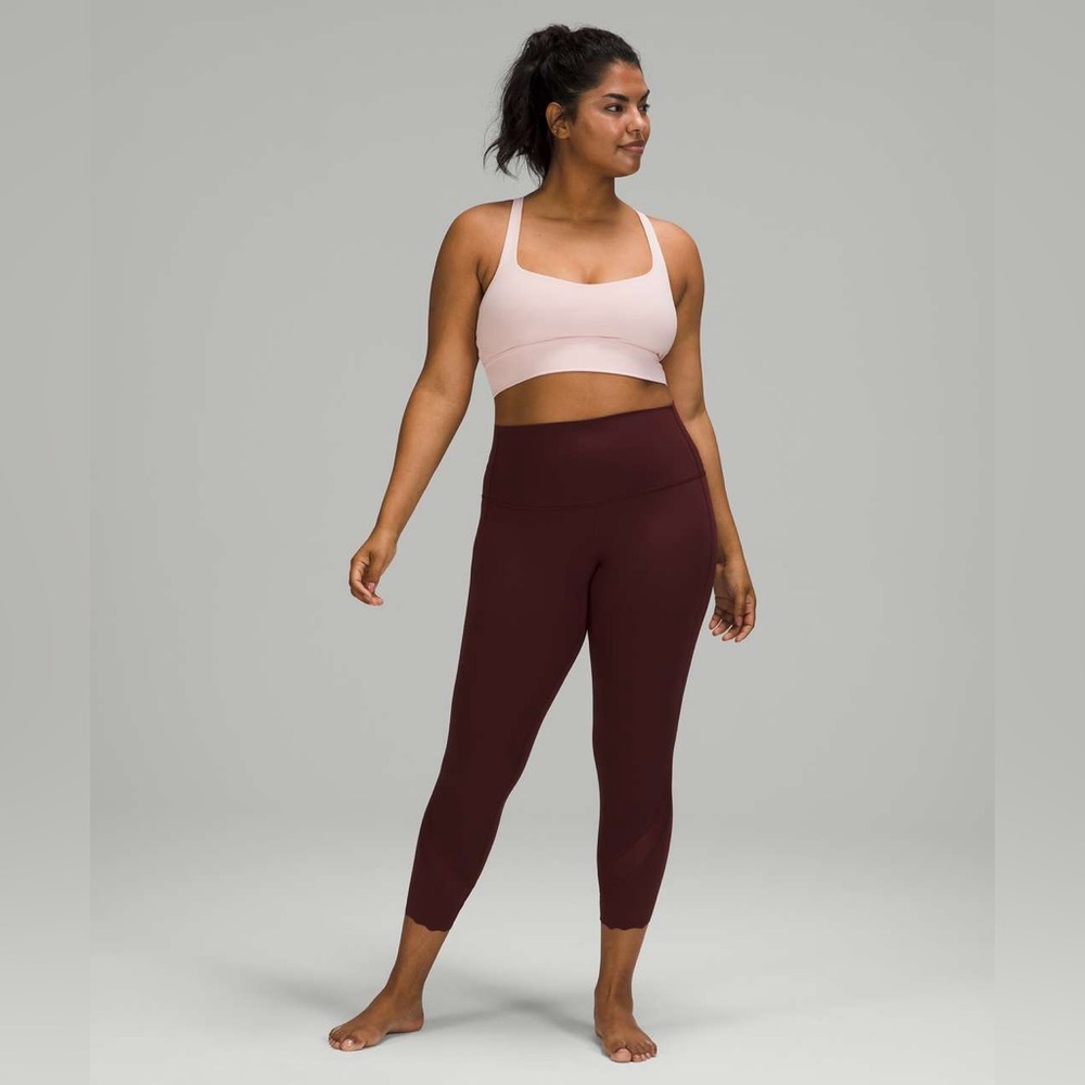 Lululemon Wunder Under Scallop Leggings Size 16 Red Merlot‎ 23” Crop - Picture 2 of 14